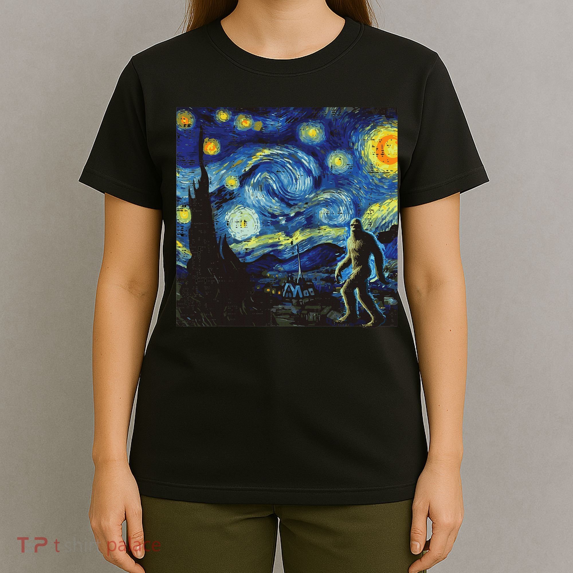 Bigfoot Art Painting Funny Sasquatch Women T-Shirt