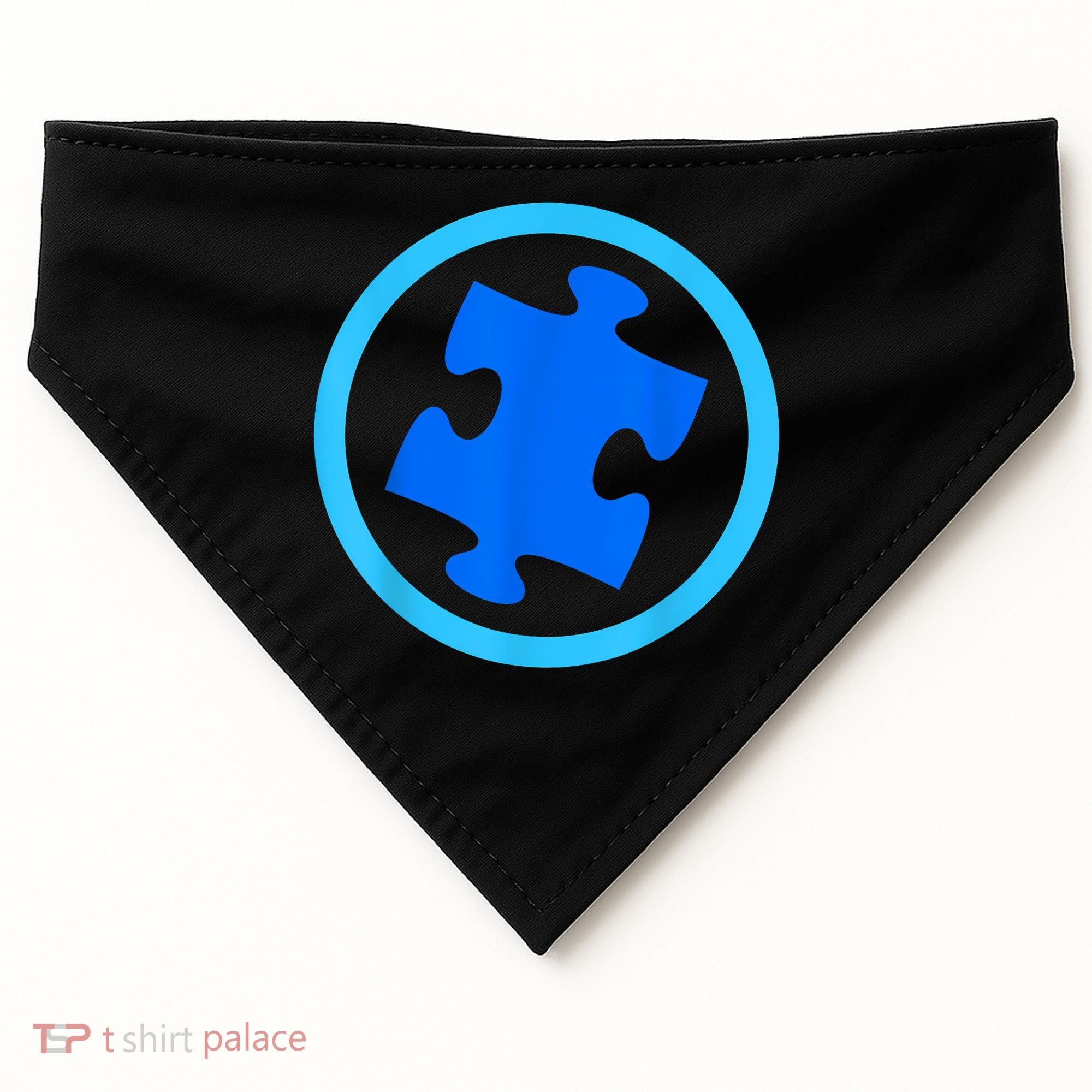 Blue Autism Puzzle for Autism Awareness USA-Made Doggie Bandana