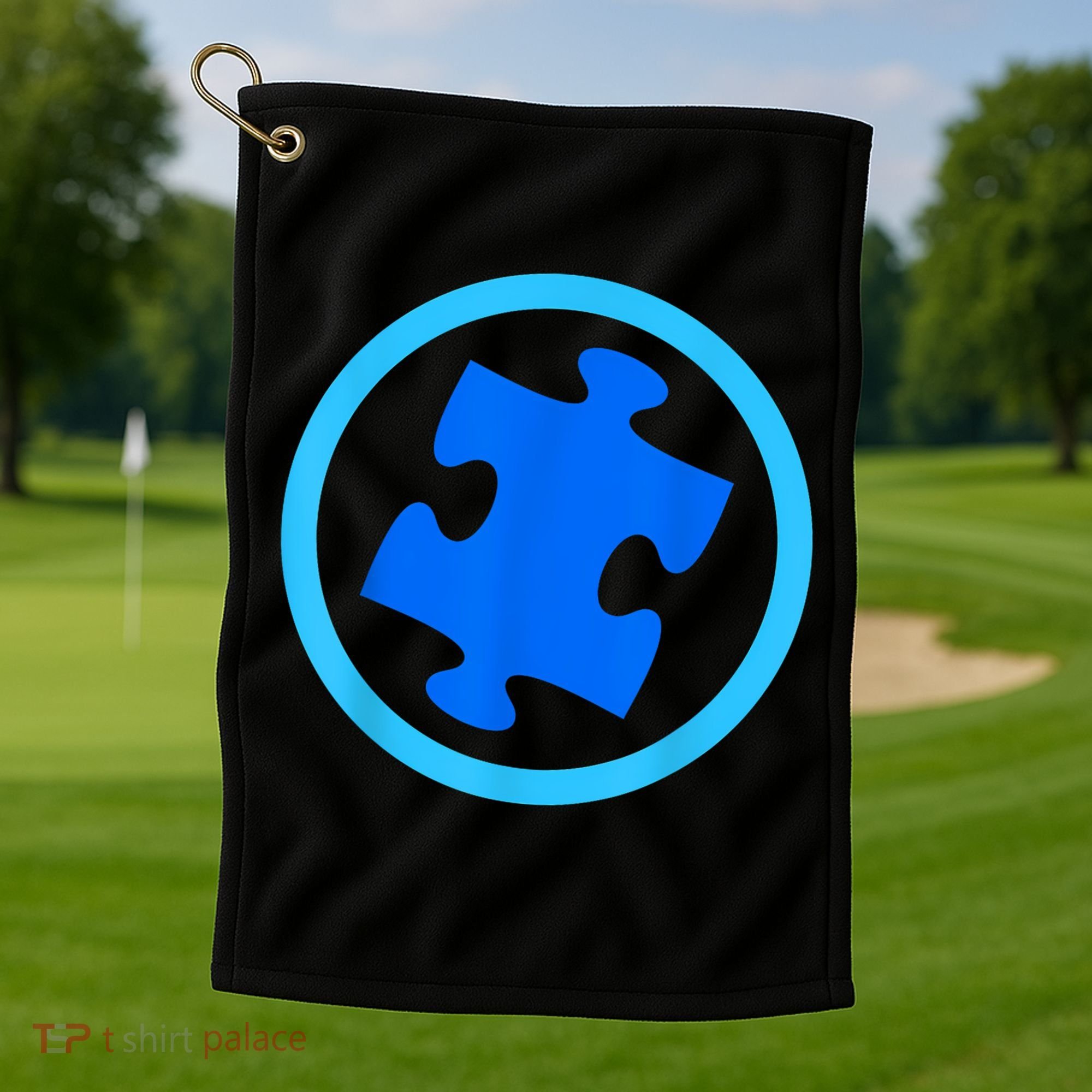 Blue Autism Puzzle for Autism Awareness Golf Towel