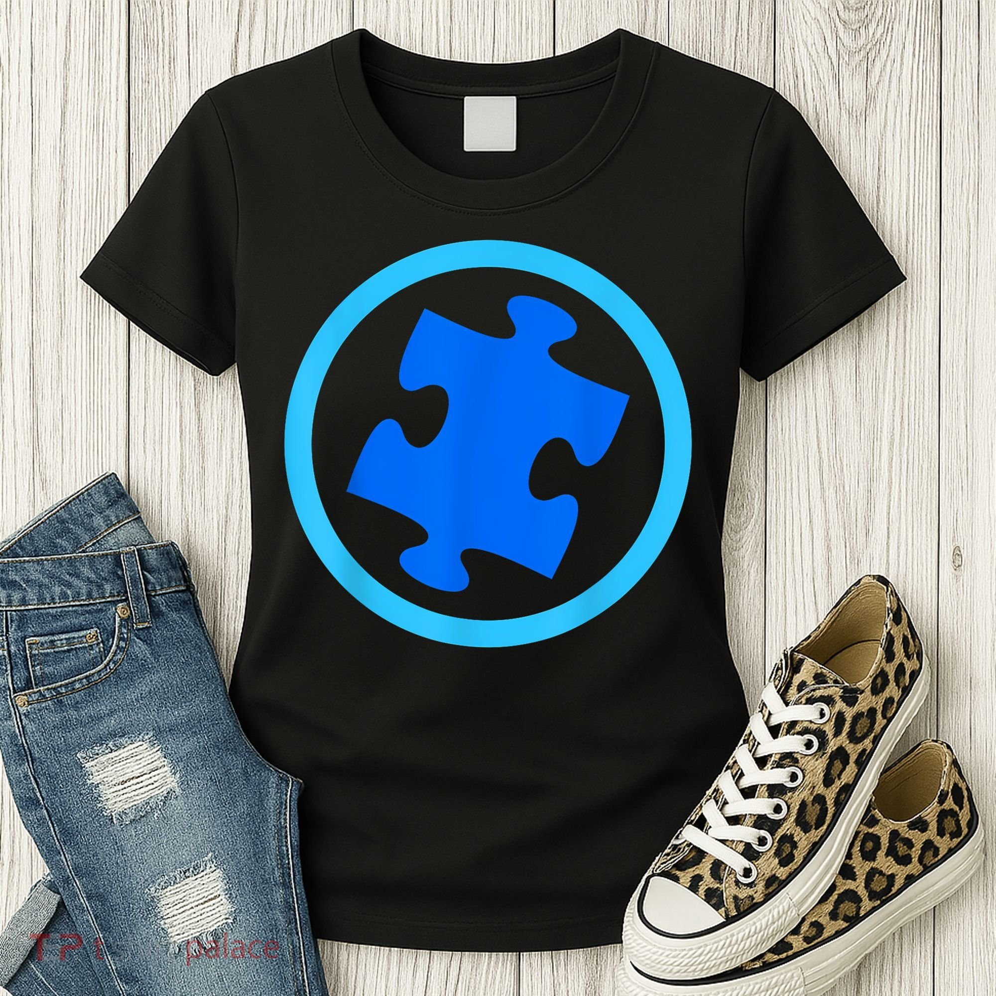 Blue Autism Puzzle for Autism Awareness Women's T-Shirt