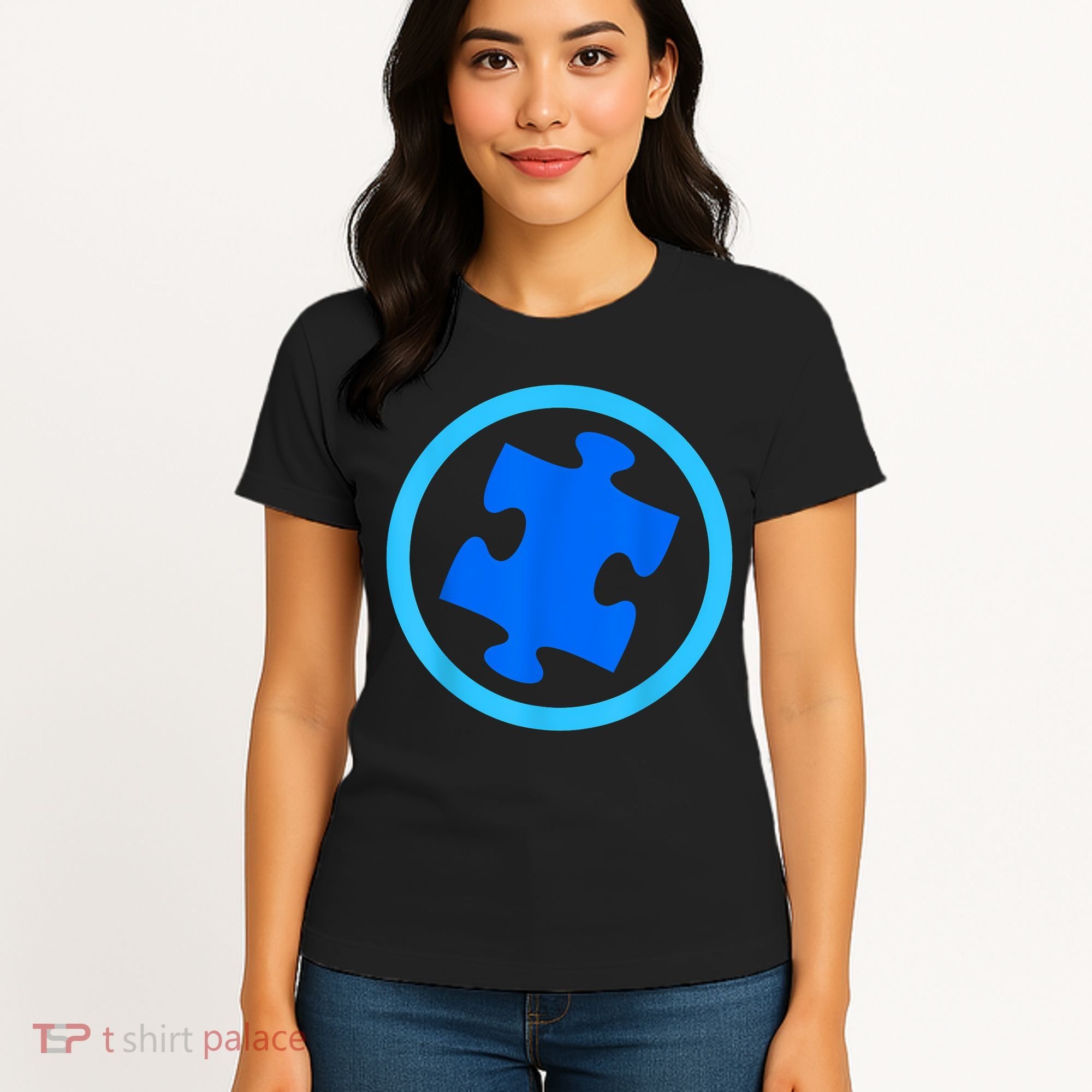 Blue Autism Puzzle for Autism Awareness Women's T-Shirt