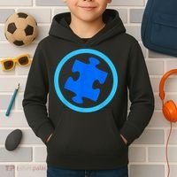 Blue Autism Puzzle for Autism Awareness Kids Hoodie thumb 2