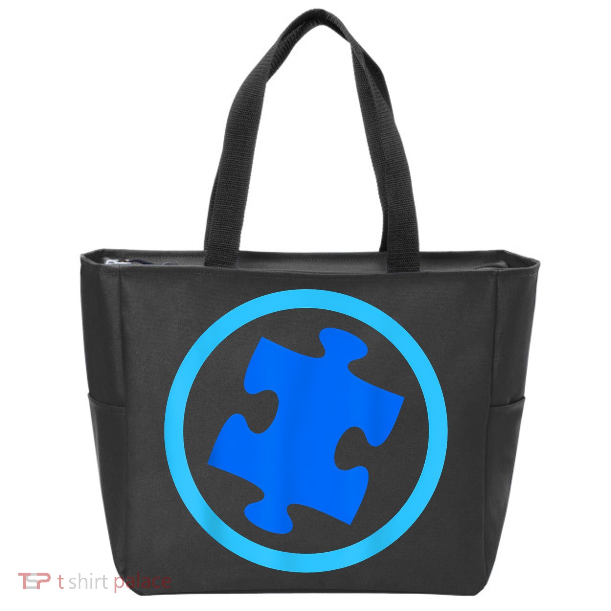 Blue Autism Puzzle for Autism Awareness Tote Bag
