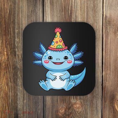 Birthday Axolotl Party Gift Coaster