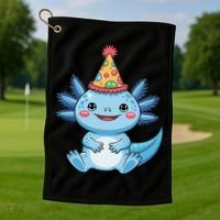 Birthday Axolotl Party Gift Golf Towel thumb 1