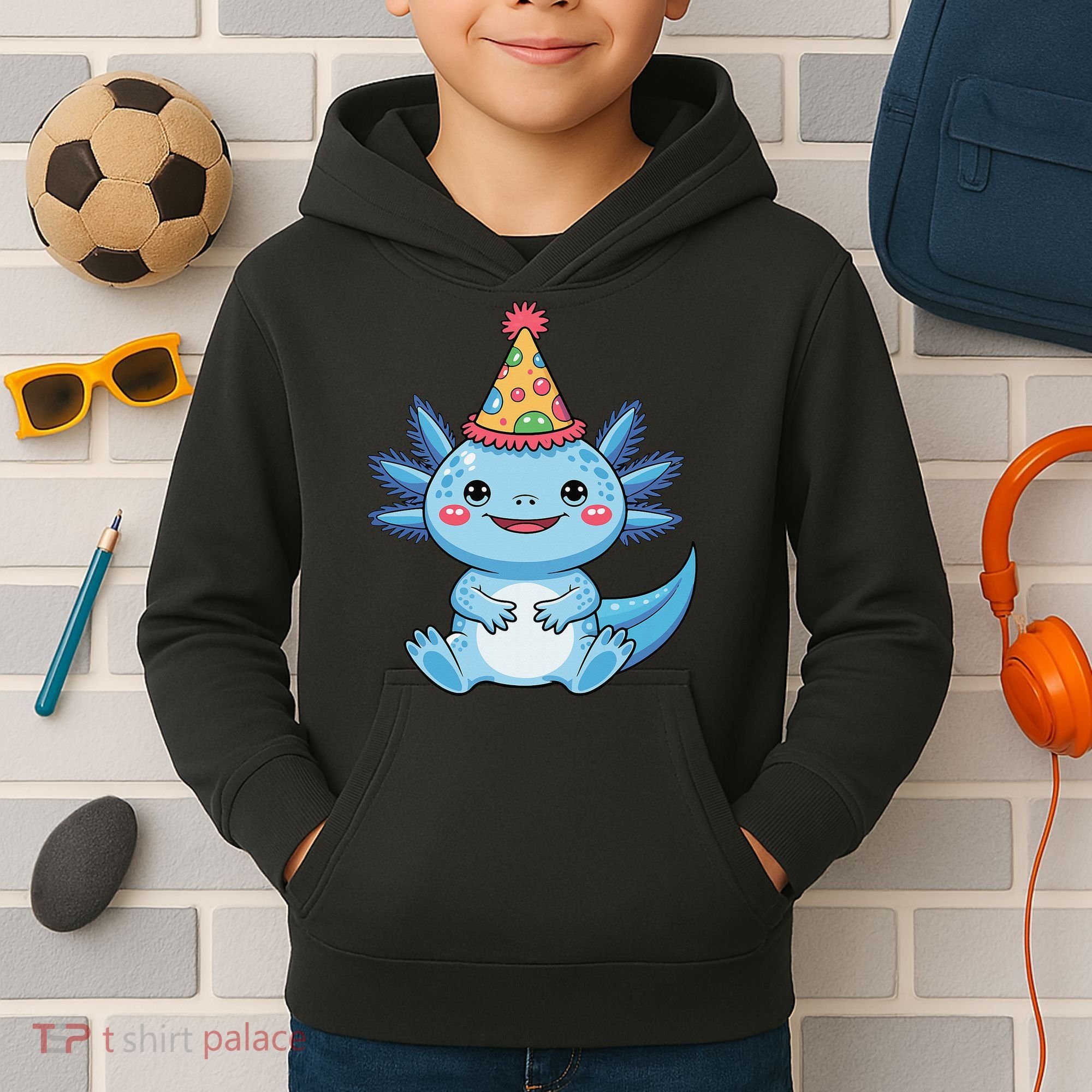 Birthday Axolotl Party Gift Kids Hoodie
