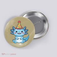 Birthday Axolotl Party Gift Button thumb 0