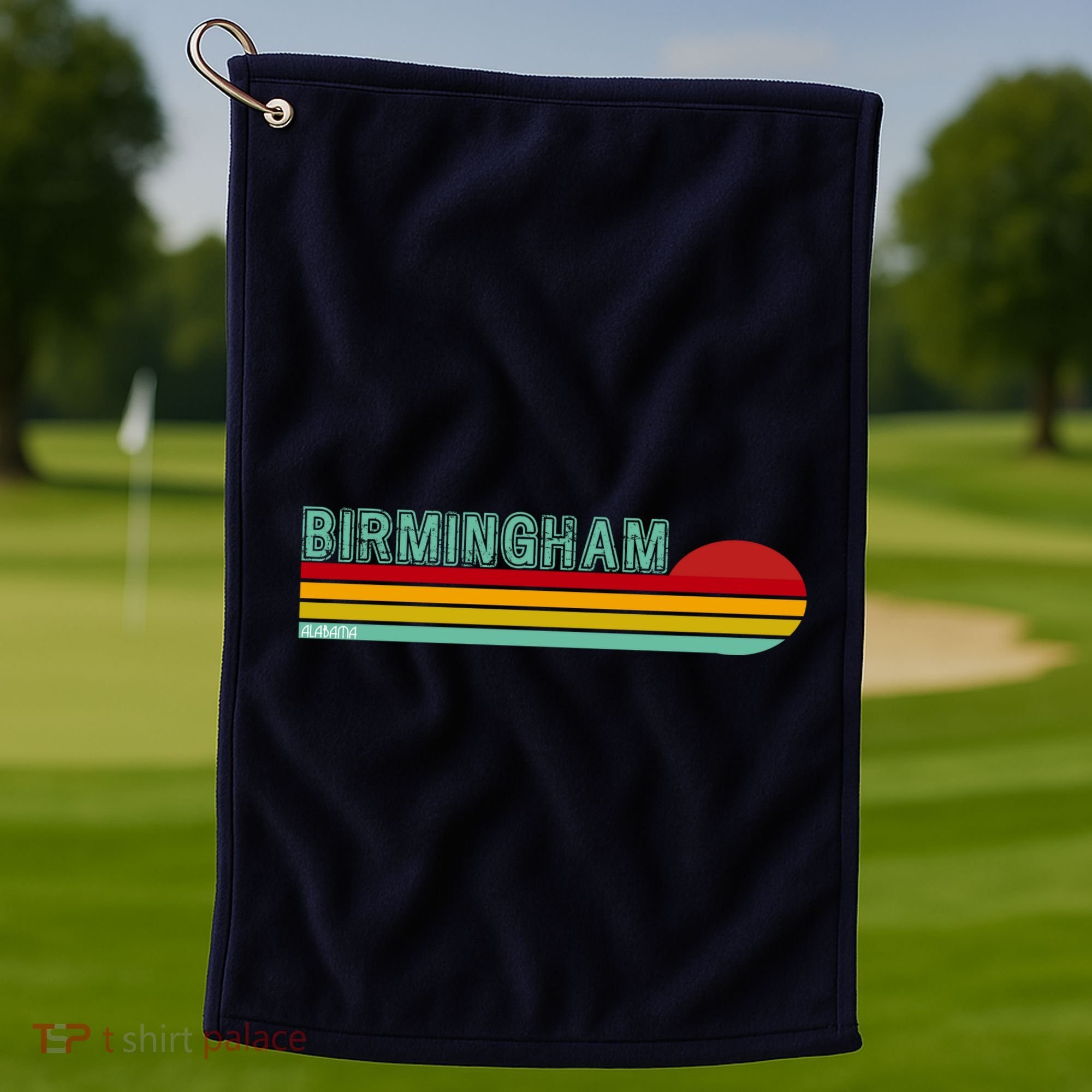 Birmingham Alabama Retro Sunset Golf Towel