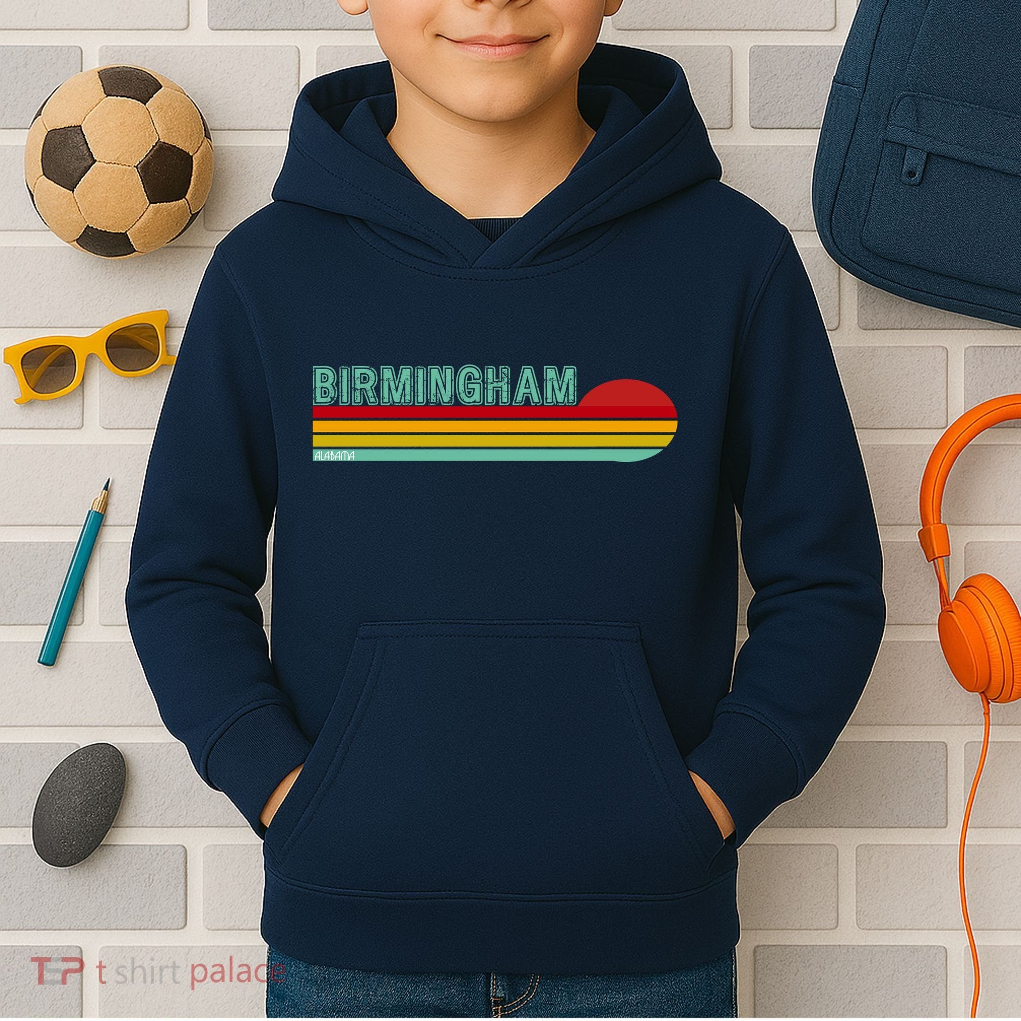 Birmingham Alabama Retro Sunset Kids Hoodie