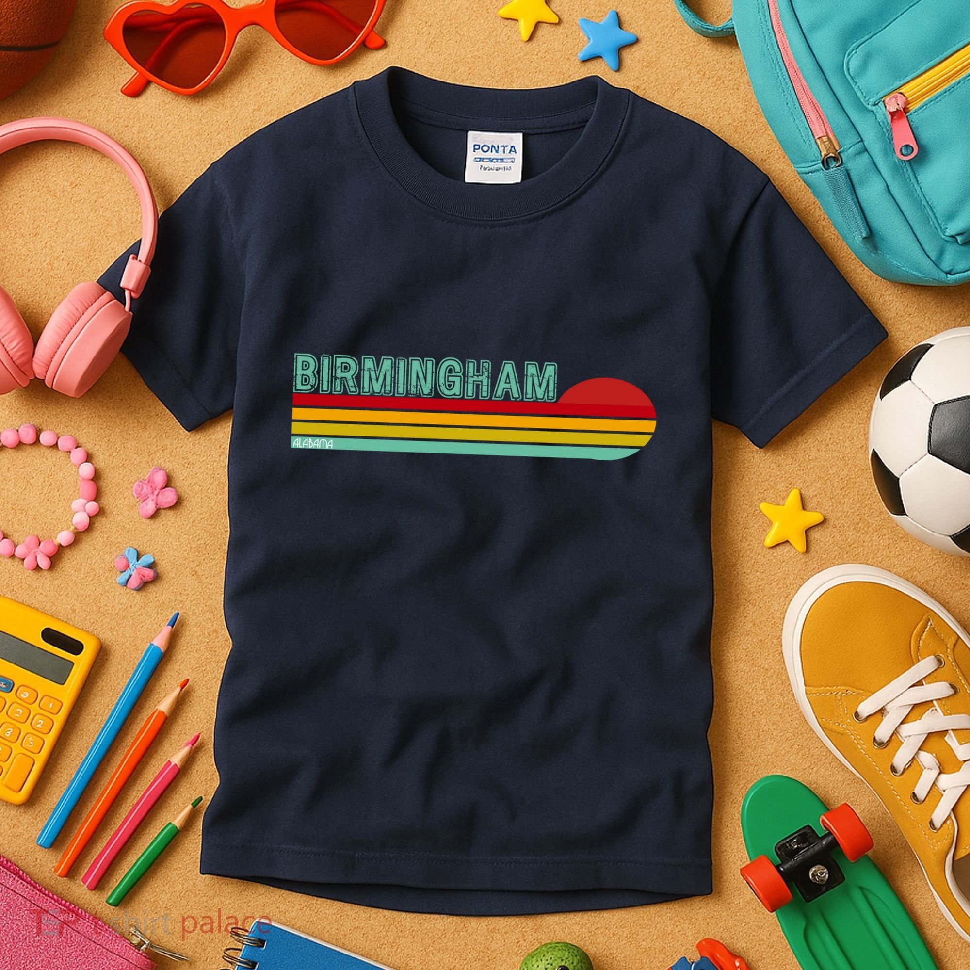 Birmingham Alabama Retro Sunset Kids T-Shirt