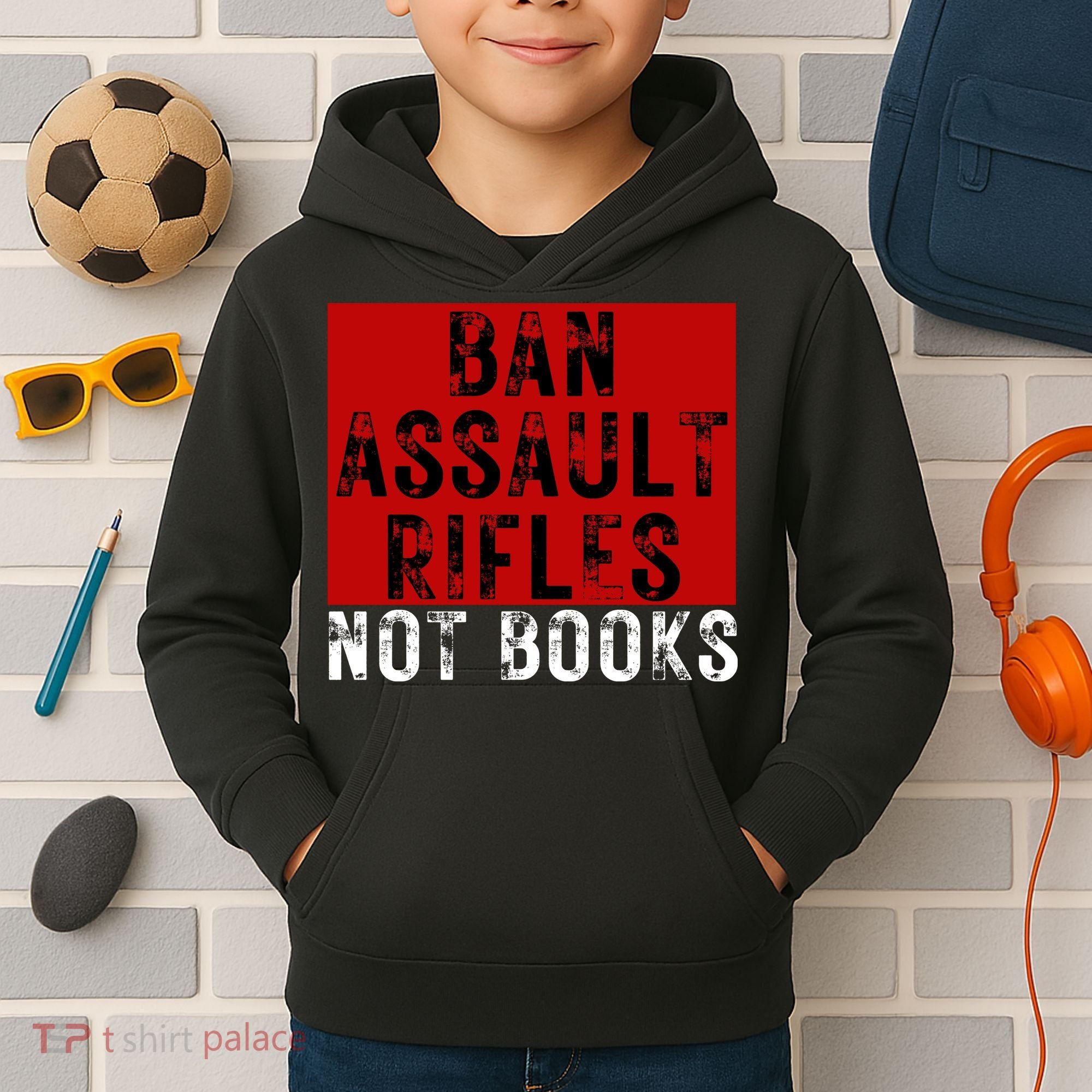 Ban Assault Rifles Not Books Kids Hoodie