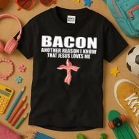 Bacon Another Reason I Know That Jesus Loves Me Funny Pork Kids T-Shirt thumb 3