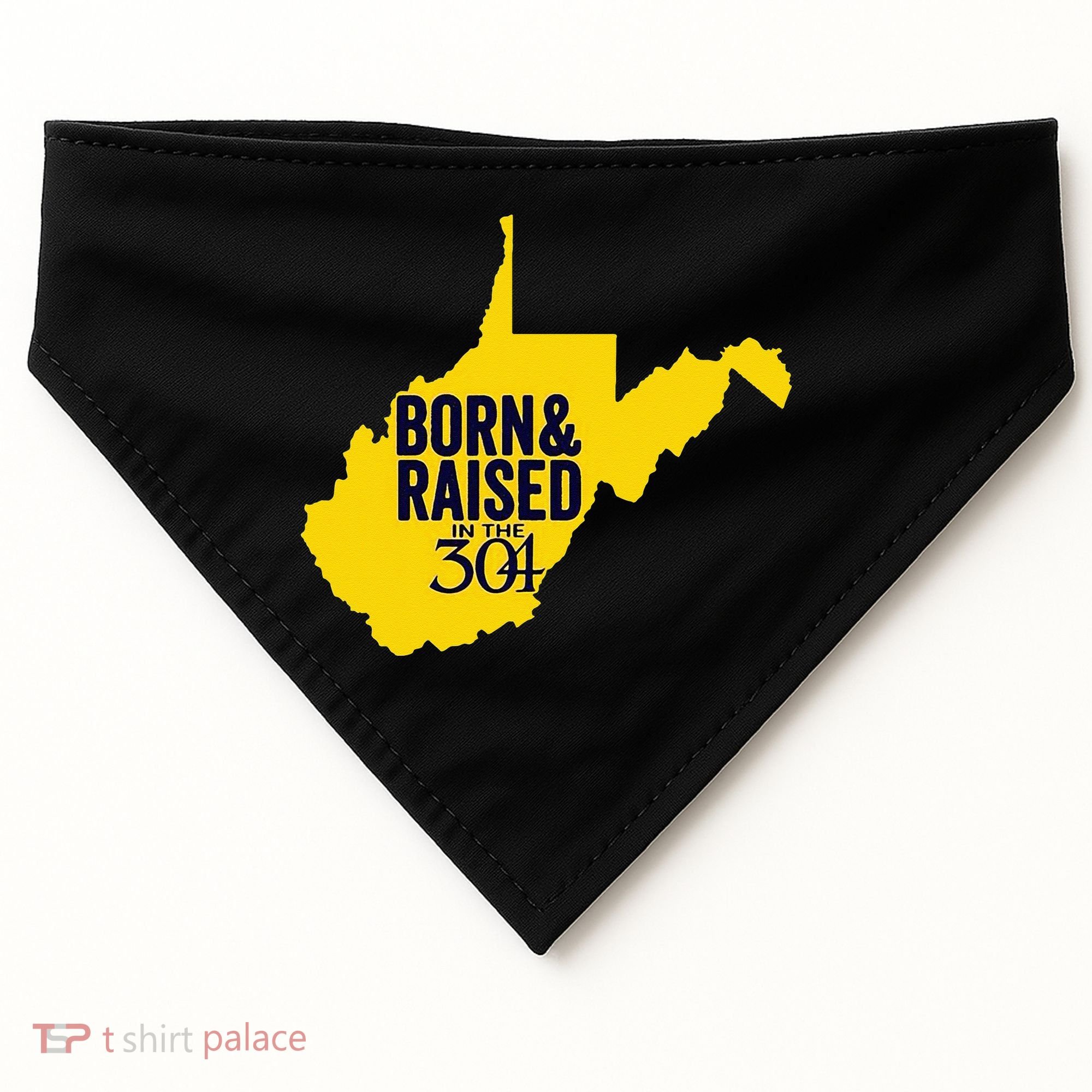 Born And Raised In The 304 West Virginia State Map USA-Made Doggie Bandana