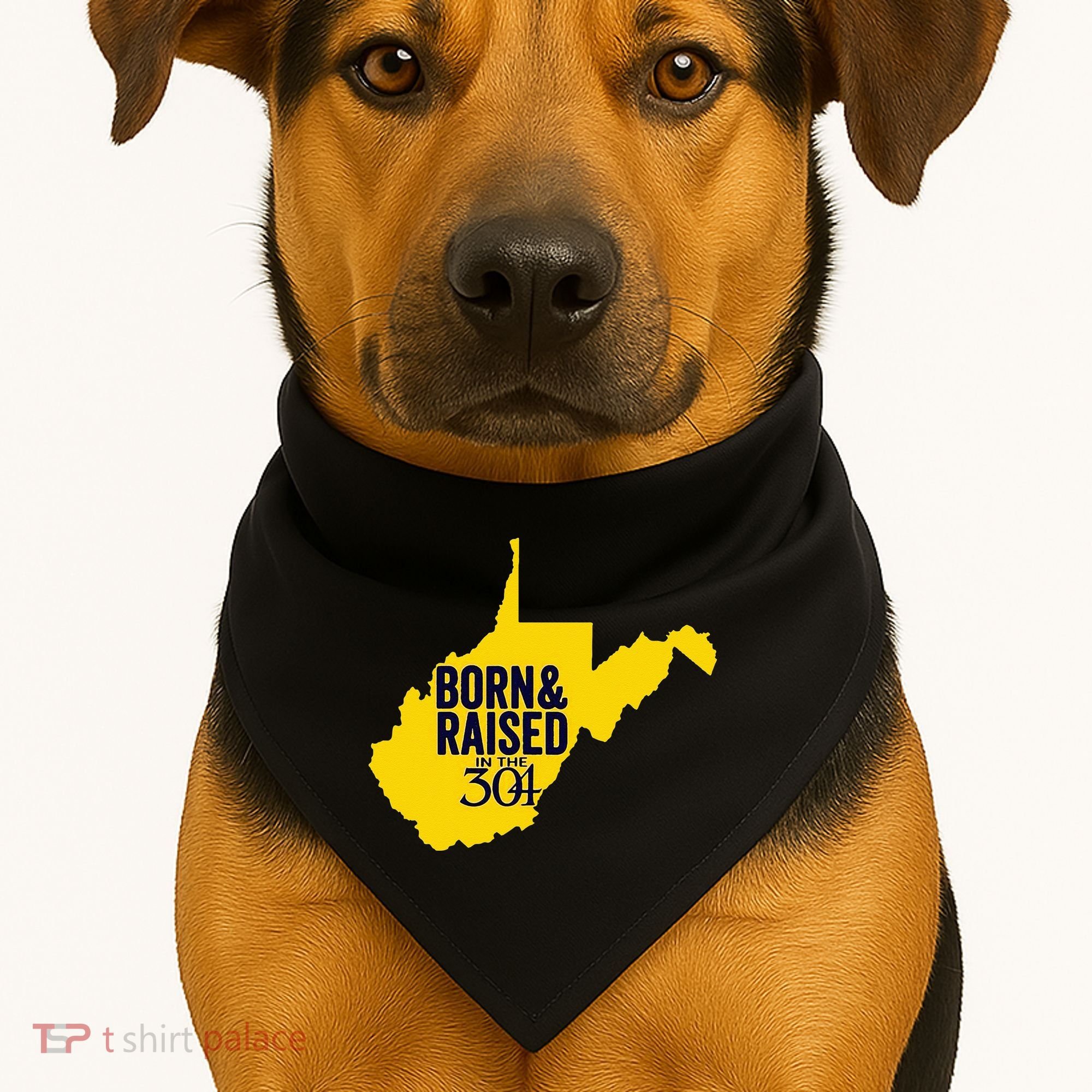 Born And Raised In The 304 West Virginia State Map USA-Made Doggie Bandana