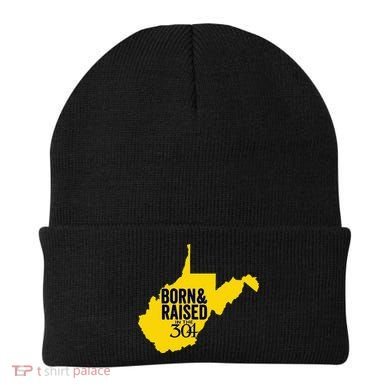 Born And Raised In The 304 West Virginia State Map Beanie