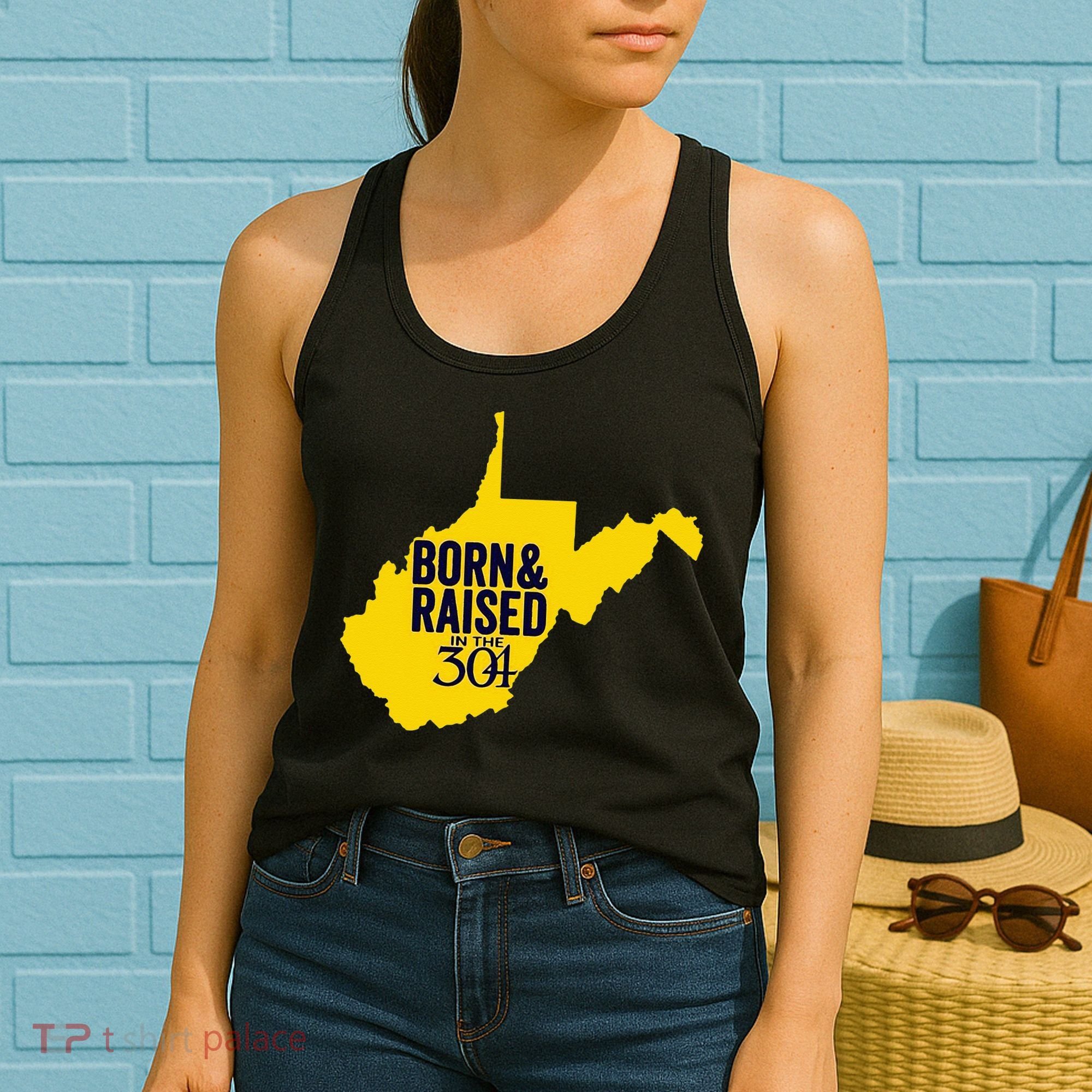 Born And Raised In The 304 West Virginia State Map Women's Tank Top