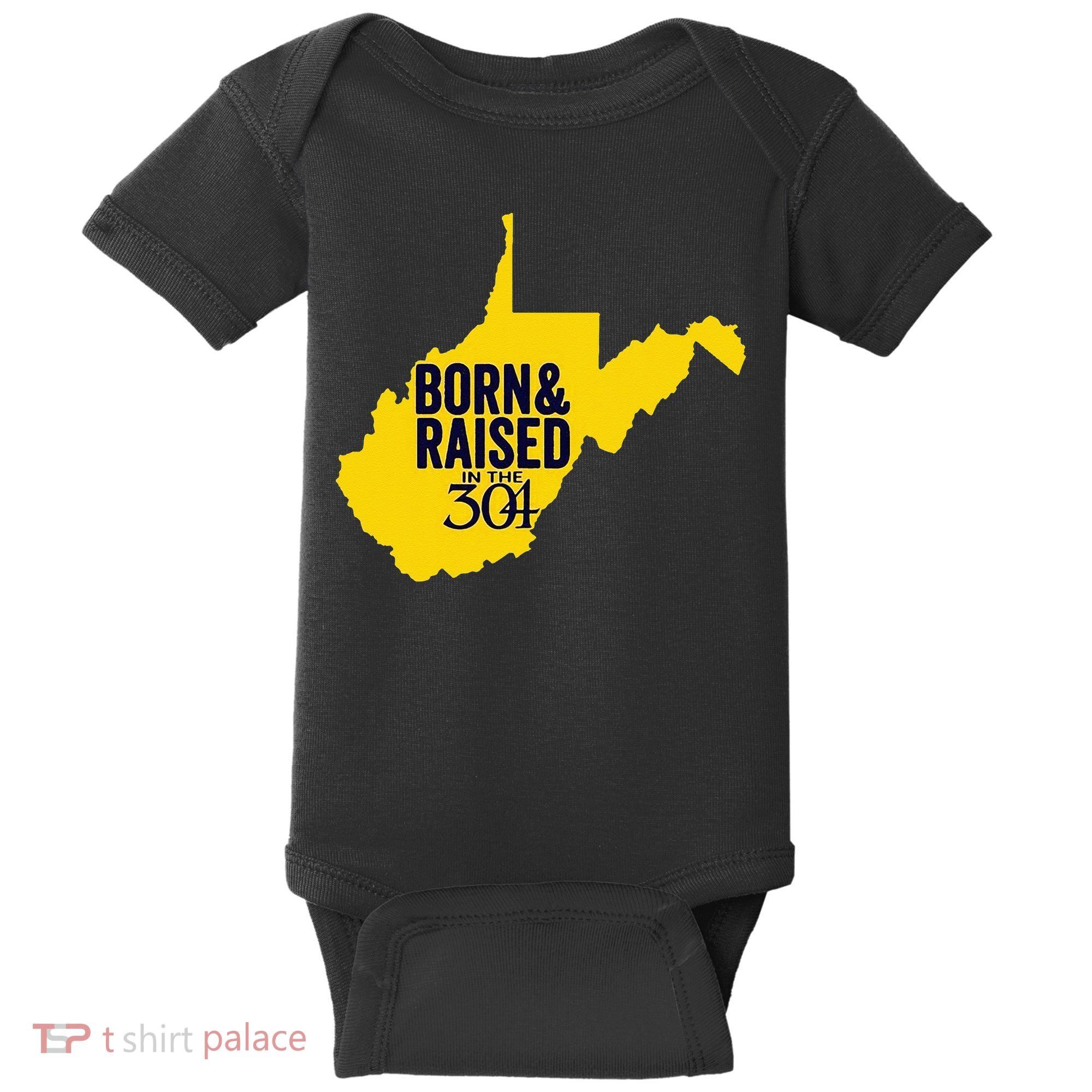 Born And Raised In The 304 West Virginia State Map Baby Bodysuit