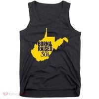 Born And Raised In The 304 West Virginia State Map Tank Top thumb 0