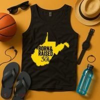 Born And Raised In The 304 West Virginia State Map Tank Top thumb 4