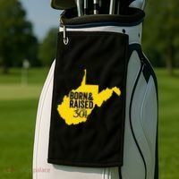 Born And Raised In The 304 West Virginia State Map Golf Towel thumb 2