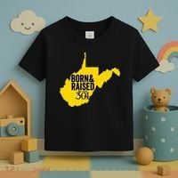 Born And Raised In The 304 West Virginia State Map Toddler T-Shirt thumb 3
