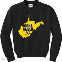 Born And Raised In The 304 West Virginia State Map Kids Sweatshirt thumb 0