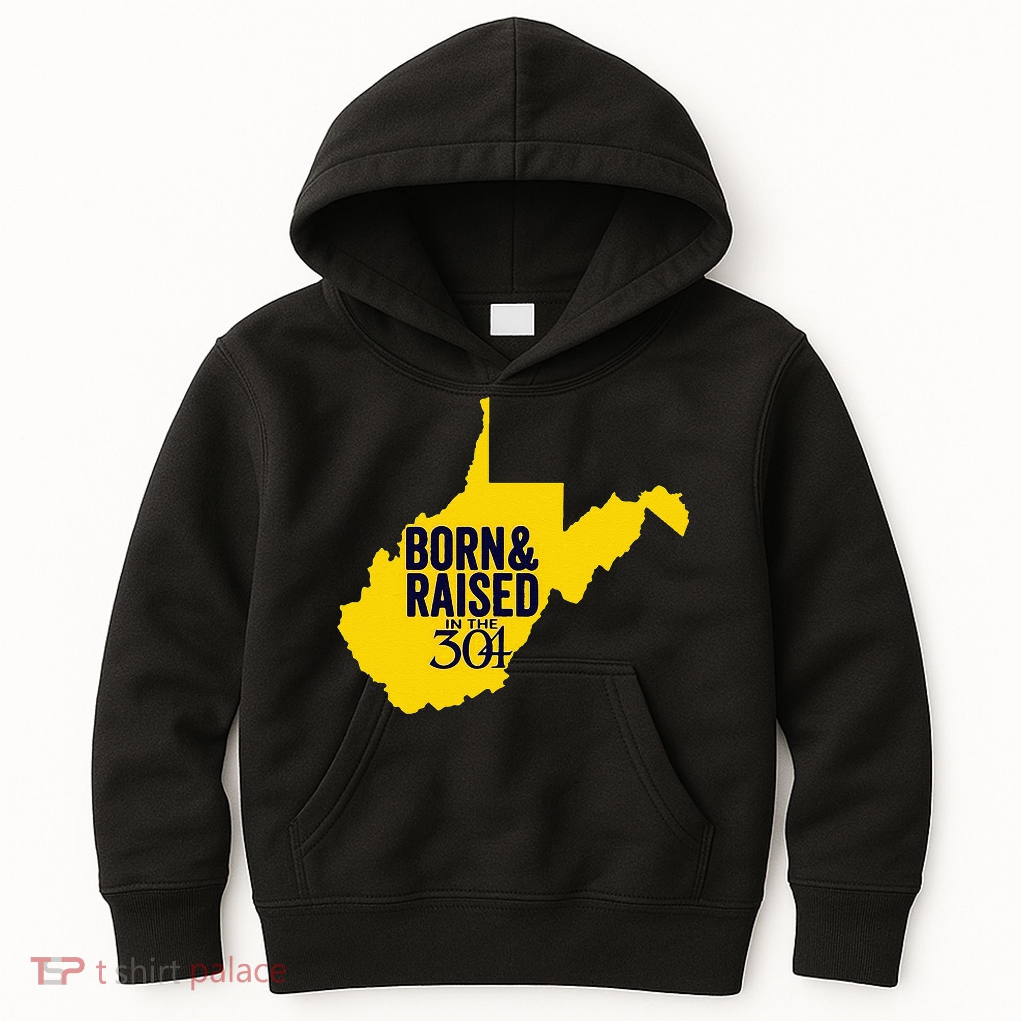 Born And Raised In The 304 West Virginia State Map Kids Hoodie