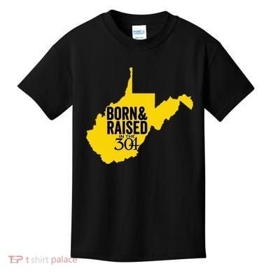 Born And Raised In The 304 West Virginia State Map Kids T-Shirt