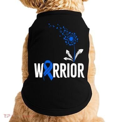 Blue Awareness Ribbon Support Colorectal Cancer Warrior Cool Gift Doggie Tank