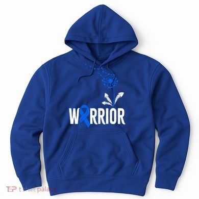 Blue Awareness Ribbon Support Colorectal Cancer Warrior Cool Gift Hoodie