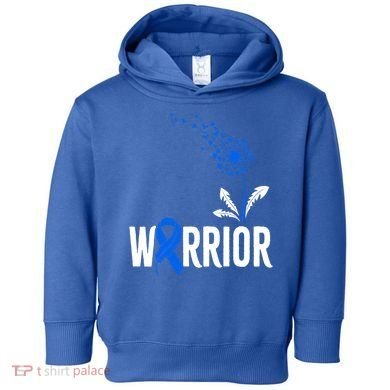 Blue Awareness Ribbon Support Colorectal Cancer Warrior Cool Gift Toddler Hoodie
