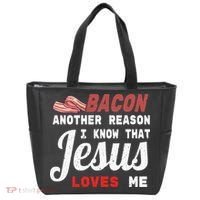 Bacon Another Reason I Know Jesus Loves Me Food Pun Gift Tote Bag thumb 0