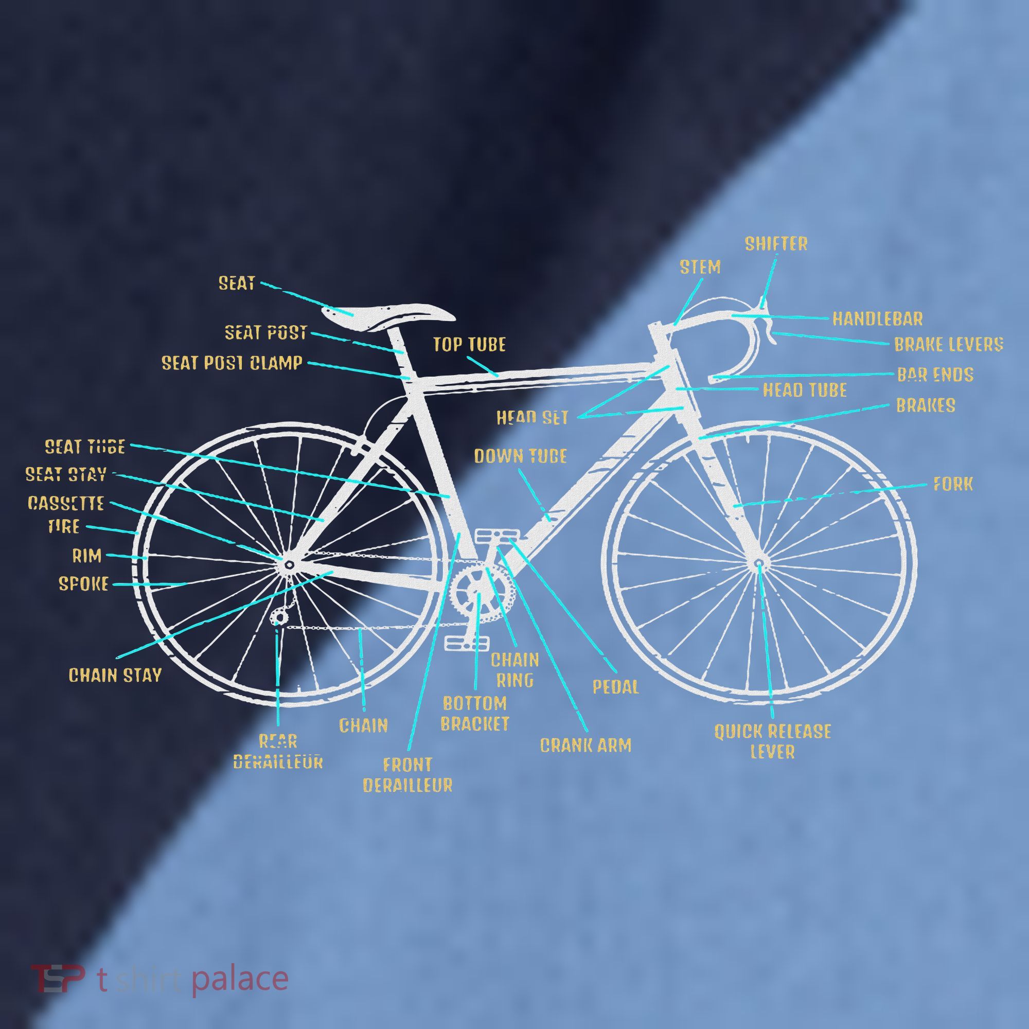 Bicycle Anatomy Road Bike Cycling Raglan Baseball Sleeve Shirt