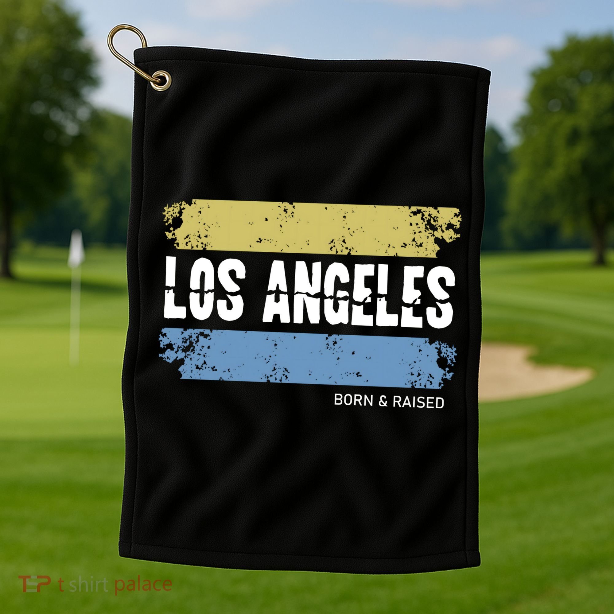 Born And Raised Los Angeles California Golf Towel