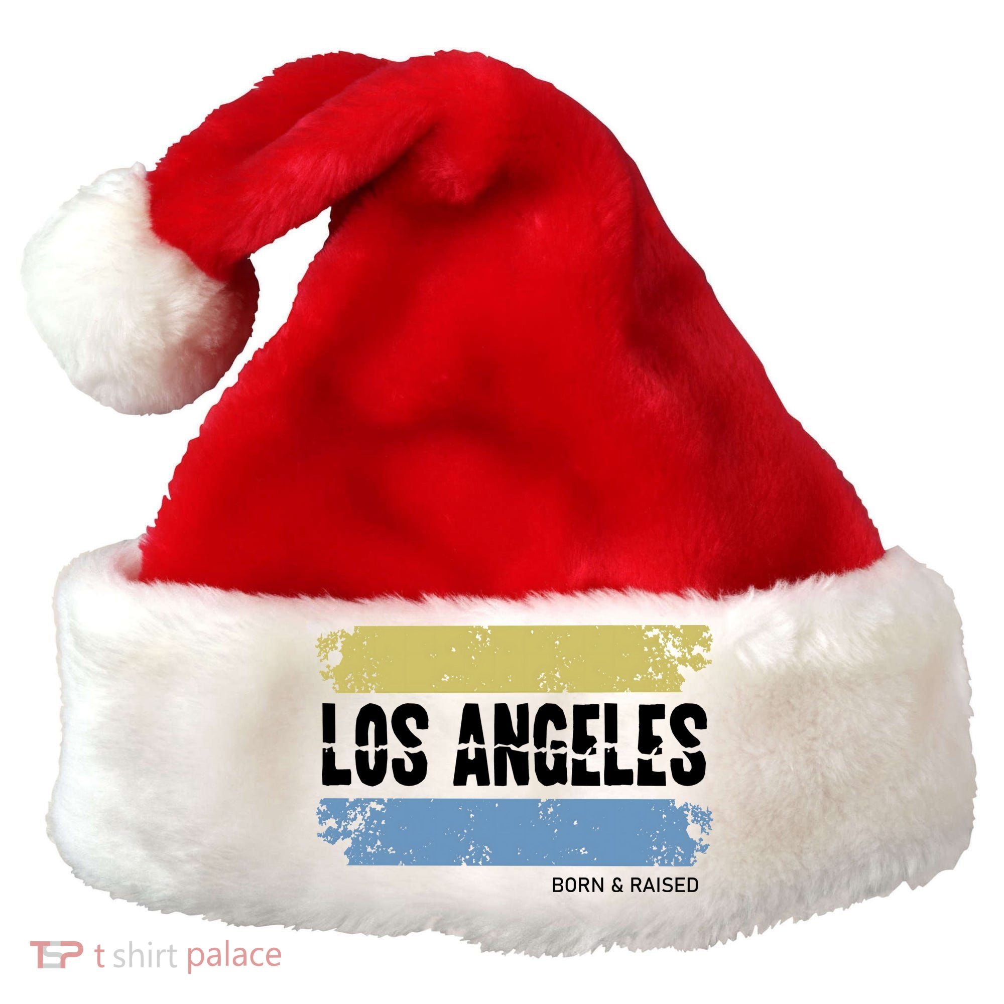 Born And Raised Los Angeles California Santa Hat