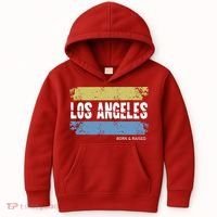 Born And Raised Los Angeles California Kids Hoodie thumb 0