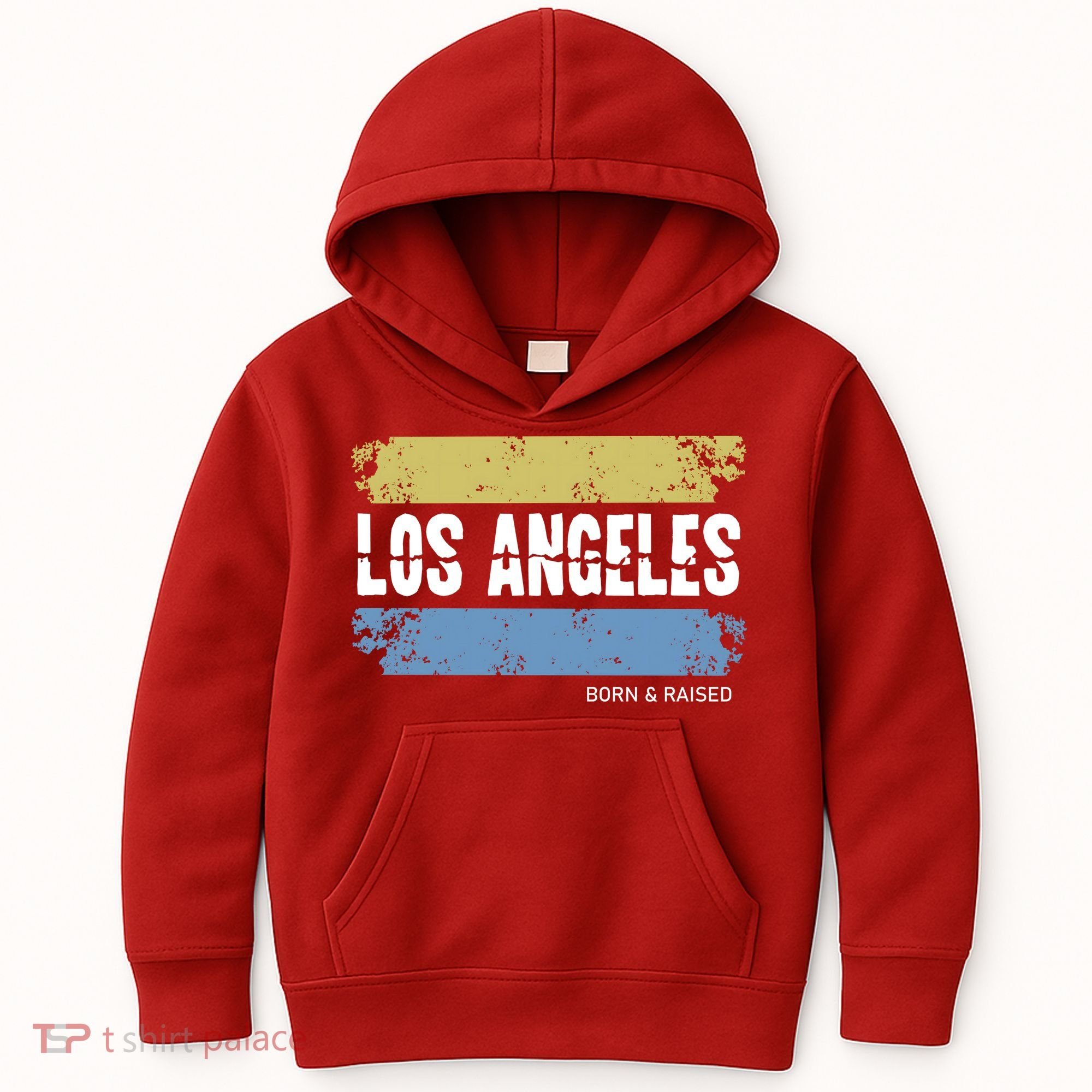 Born And Raised Los Angeles California Kids Hoodie