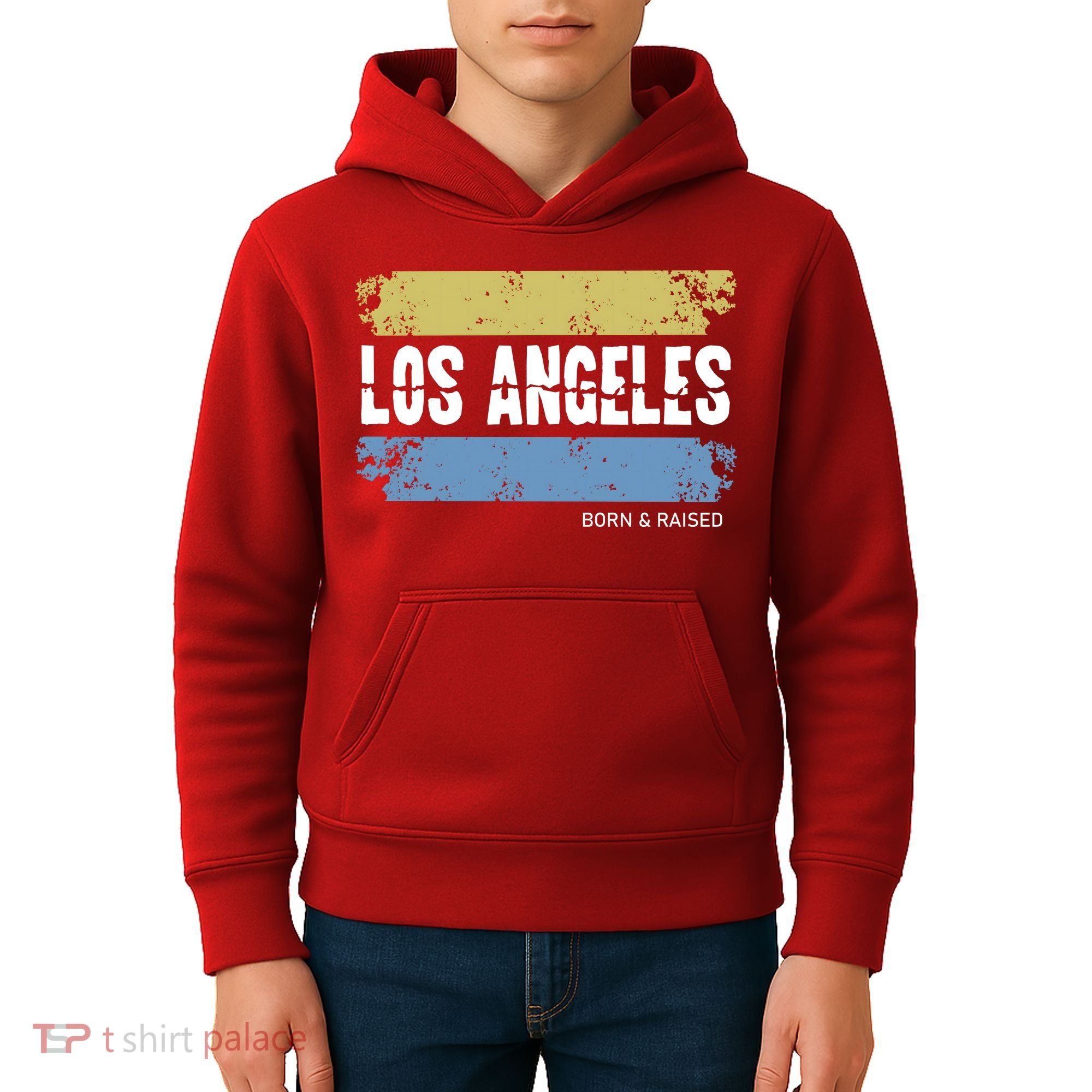 Born And Raised Los Angeles California Kids Hoodie