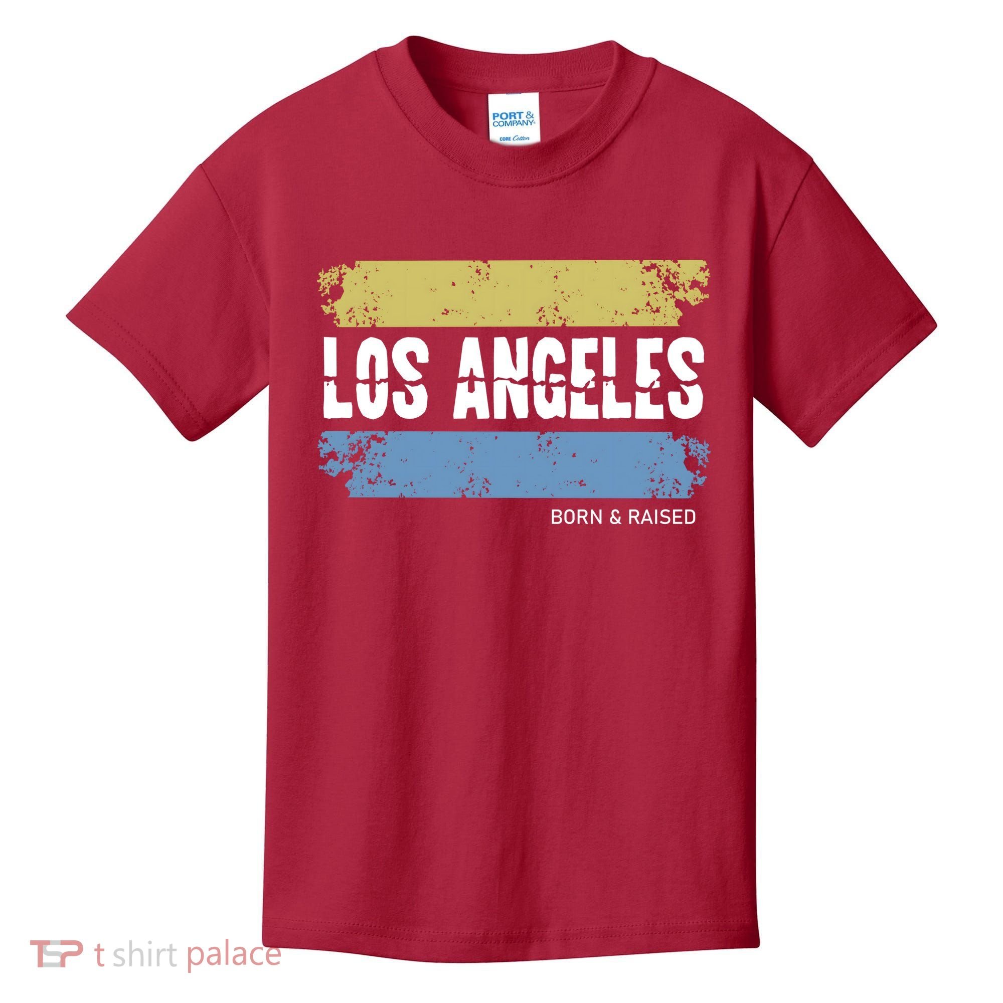 Born And Raised Los Angeles California Kids T-Shirt
