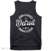 Born And Raised In Detroit Tank Top thumb 0