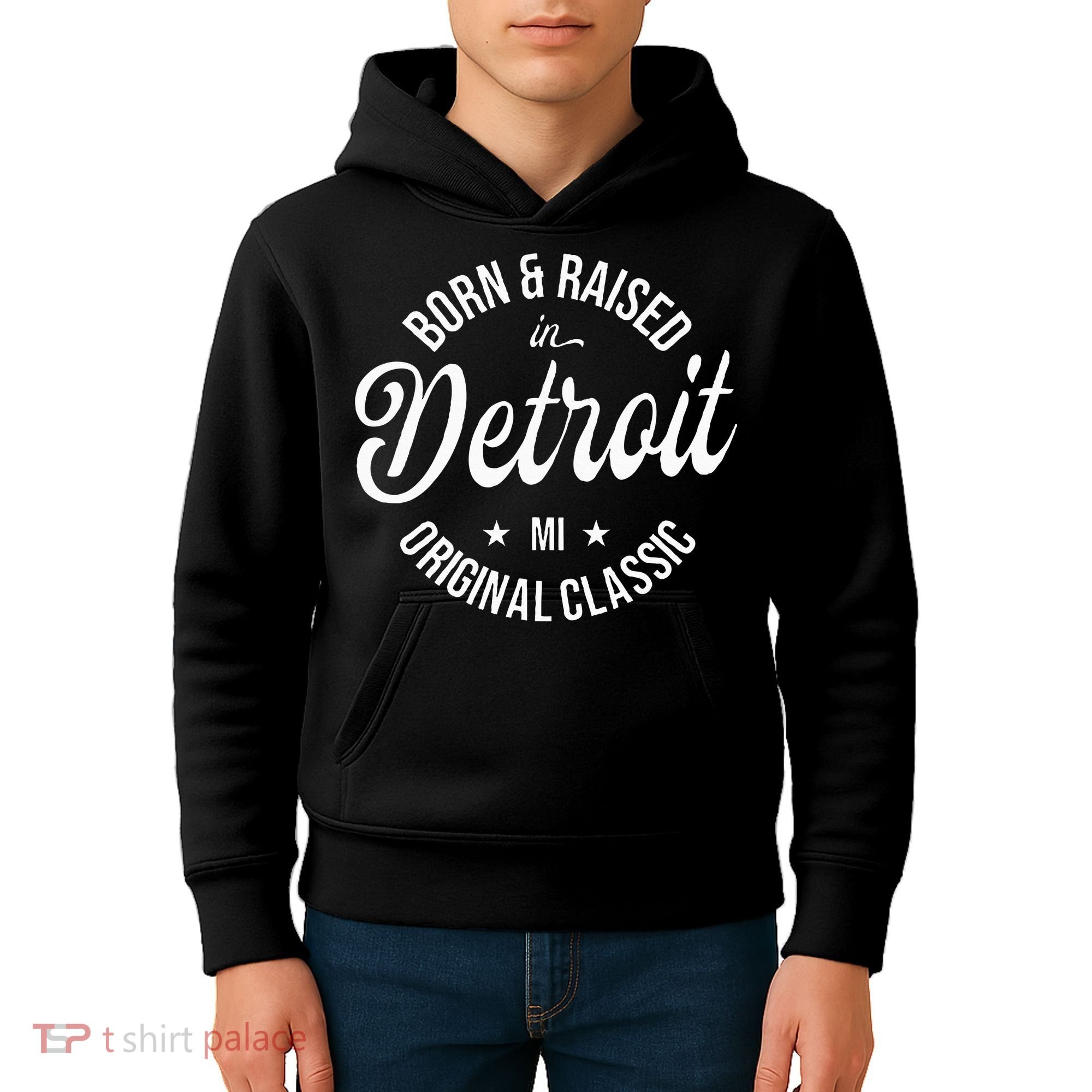 Born And Raised In Detroit Kids Hoodie
