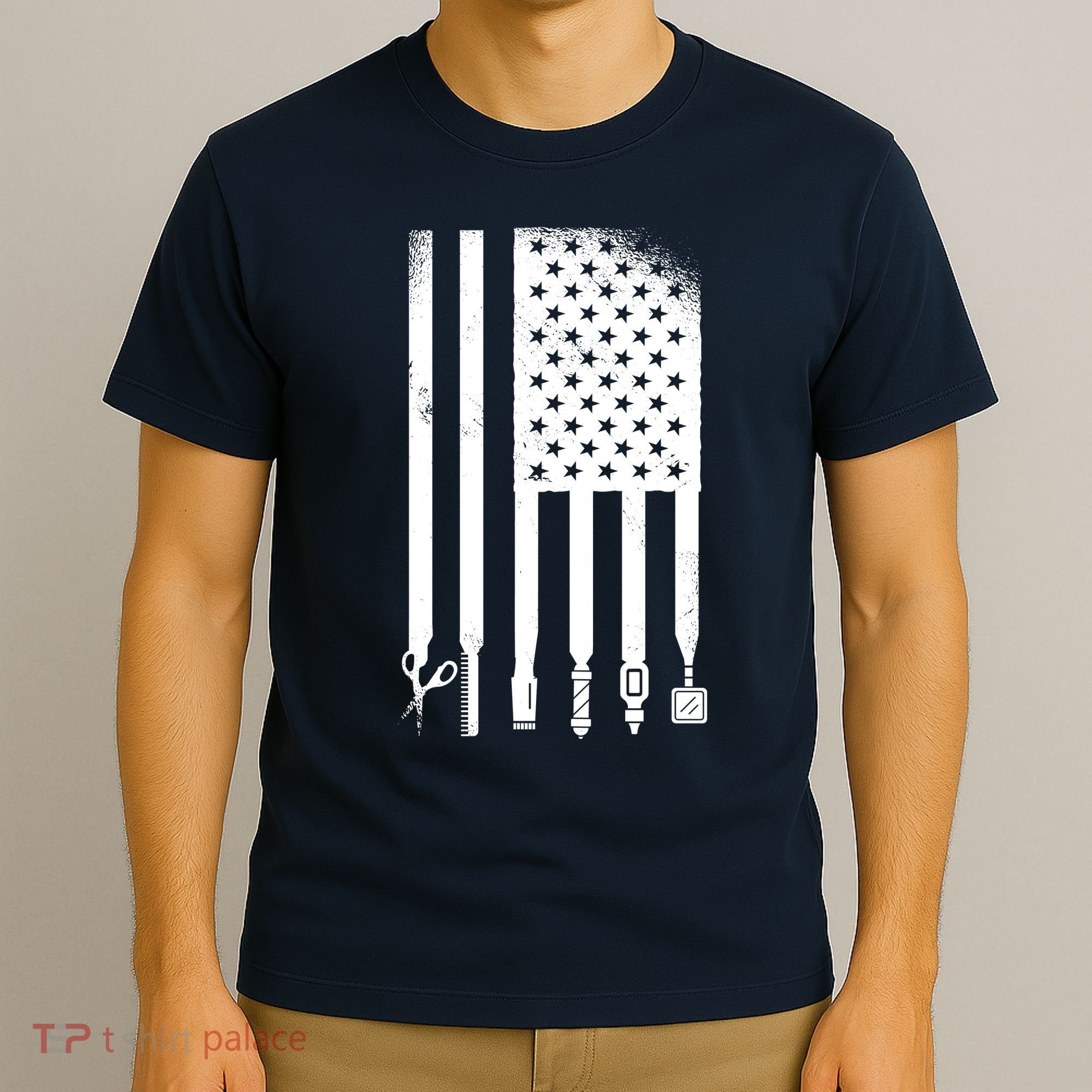 Barber Hair Style USA Flag T-Shirt