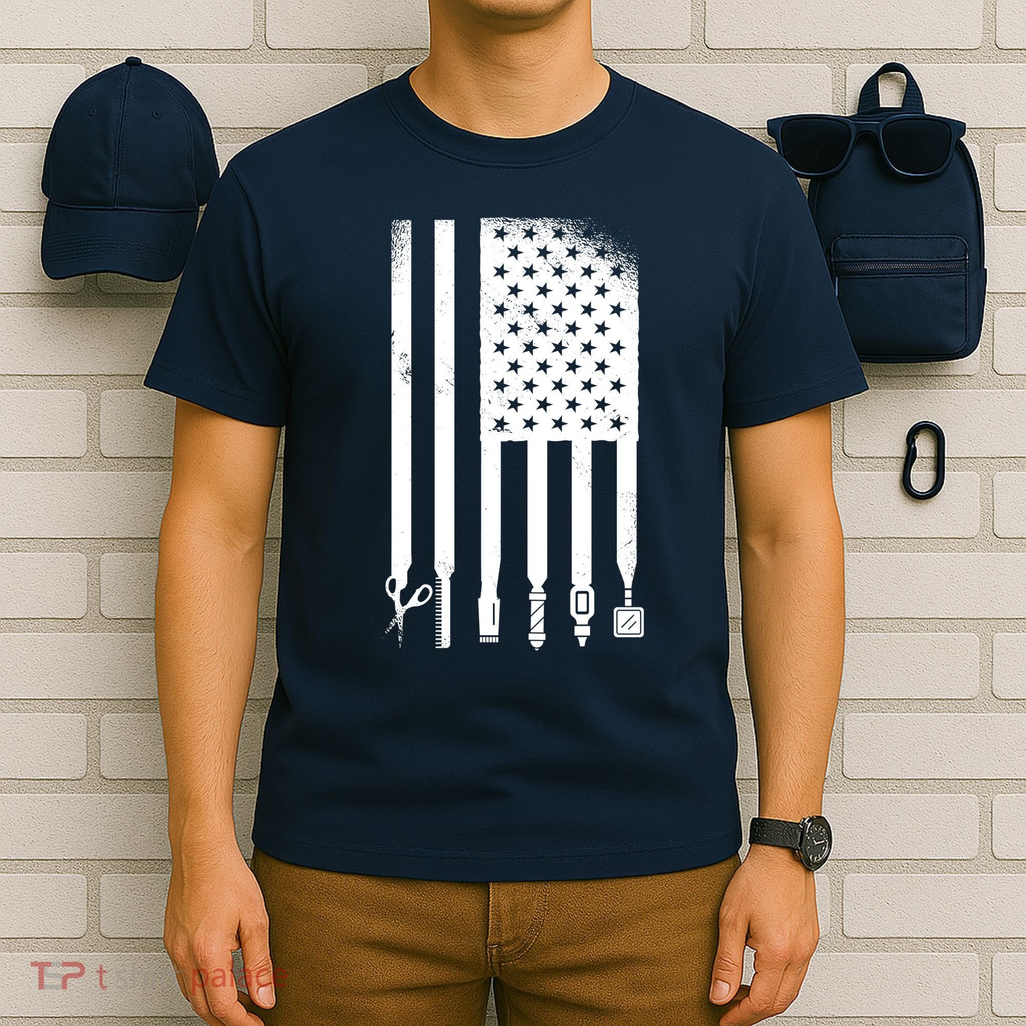 Barber Hair Style USA Flag T-Shirt