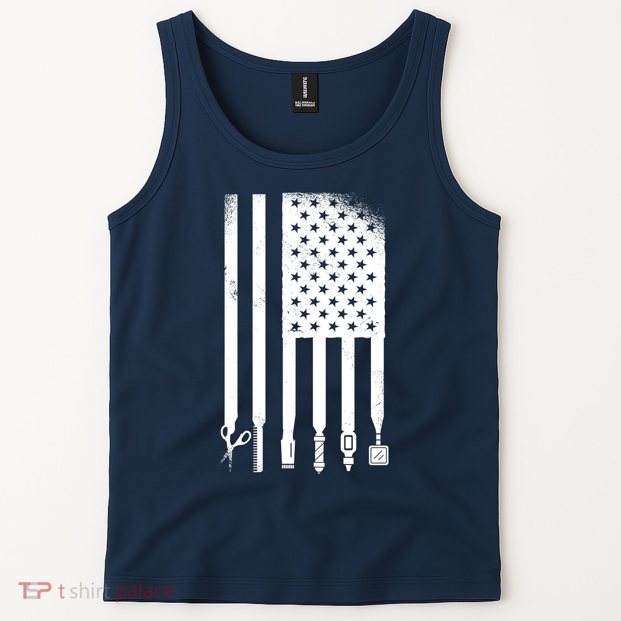 Barber Hair Style USA Flag Tank Top