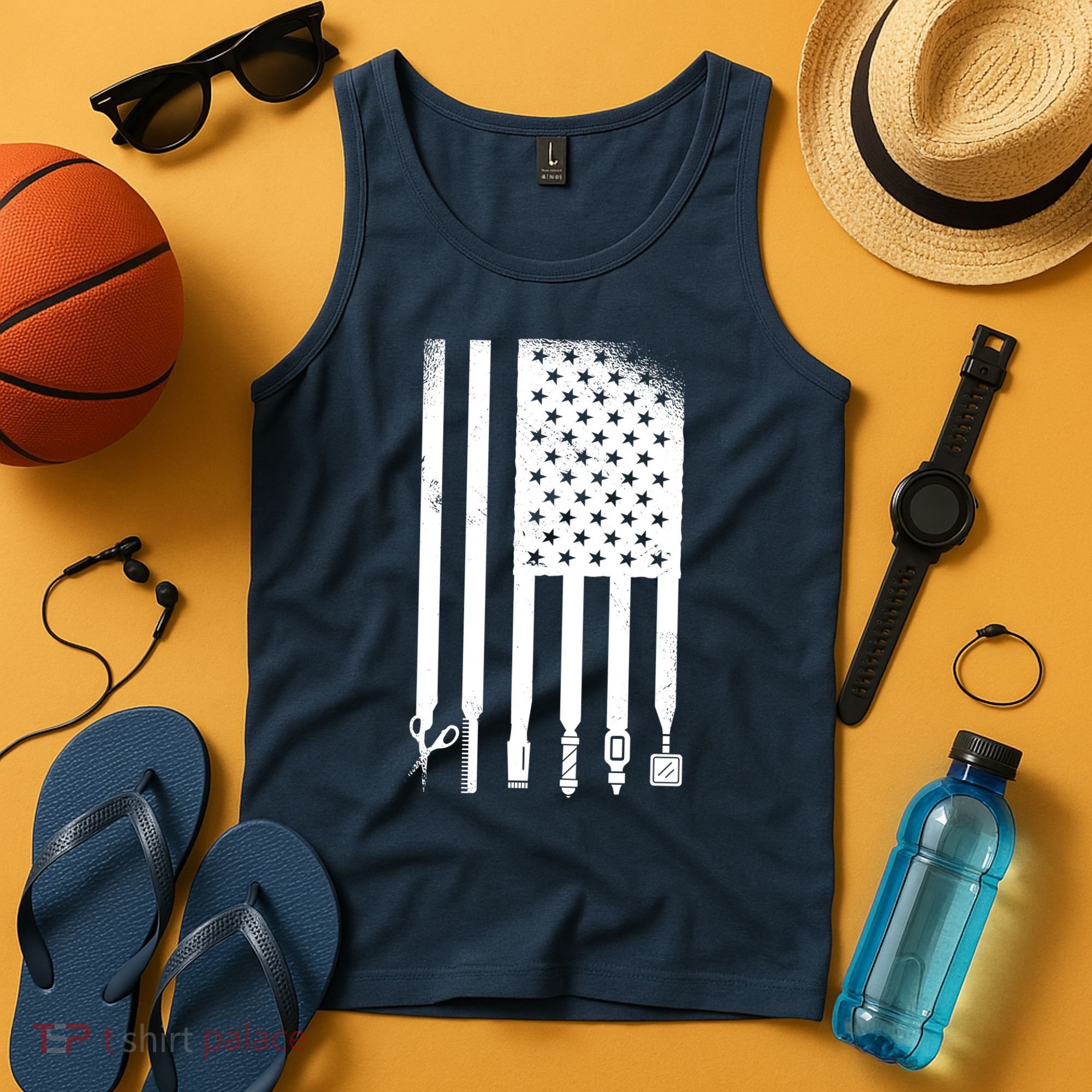 Barber Hair Style USA Flag Tank Top