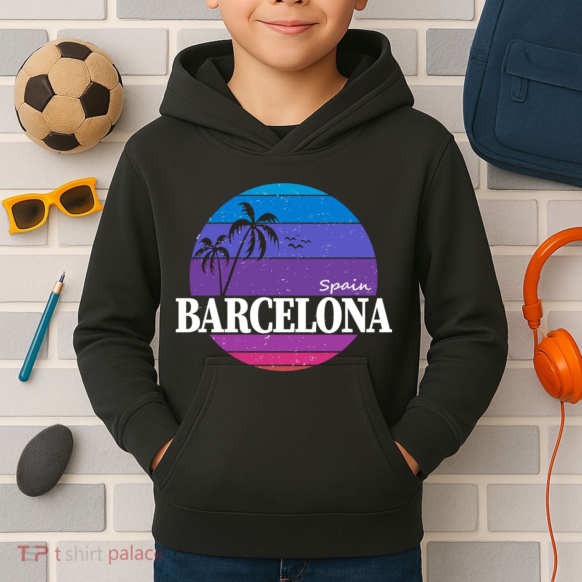  Barcelona Circle Logo Kids Hoodie