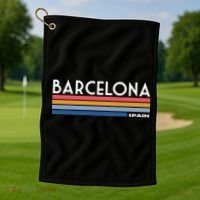 Barcelona Retro 1980's Golf Towel thumb 1
