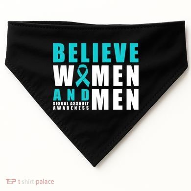 Belive And Sexual Assault Awareness Ribbon Gift USA-Made Doggie Bandana