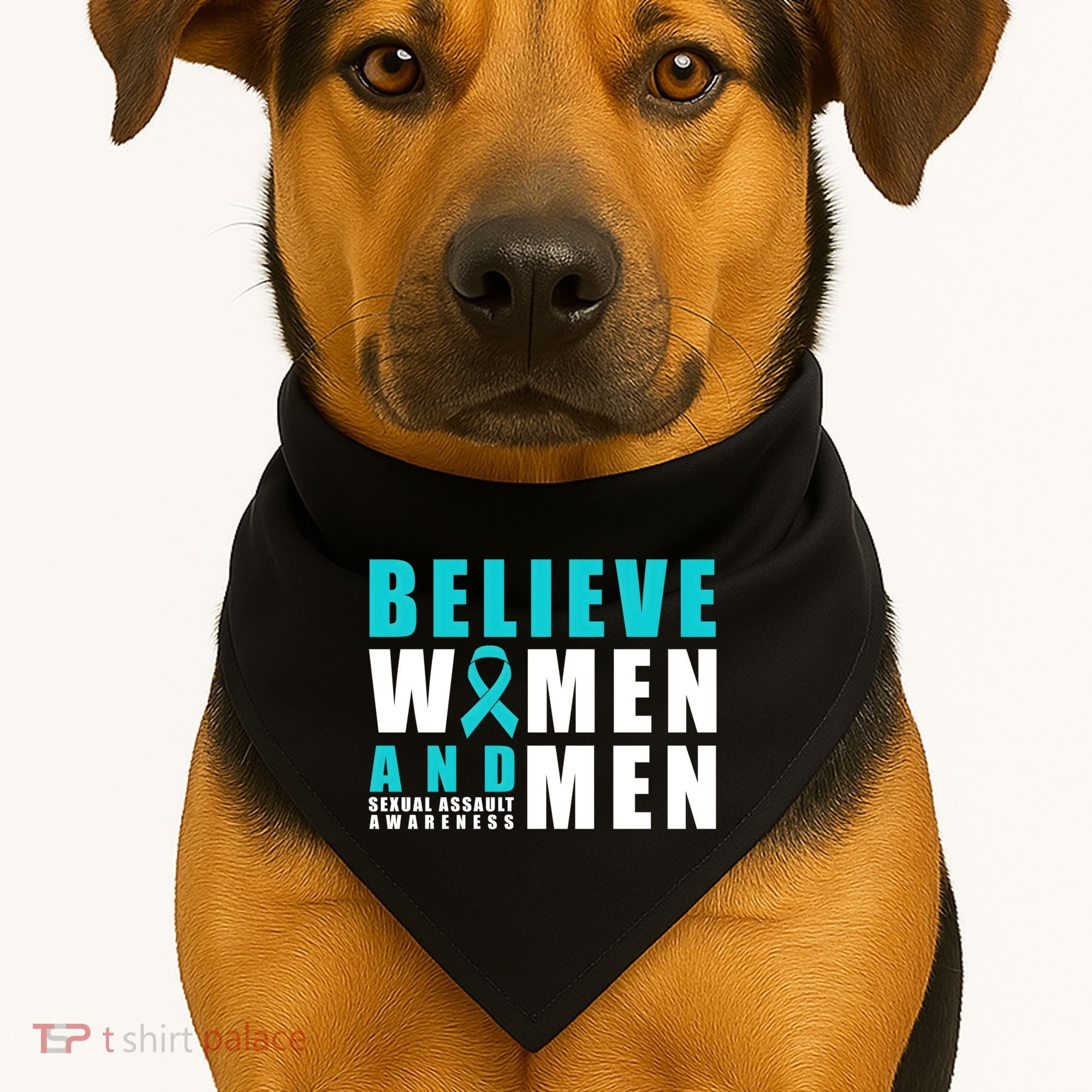 Belive And Sexual Assault Awareness Ribbon Gift USA-Made Doggie Bandana