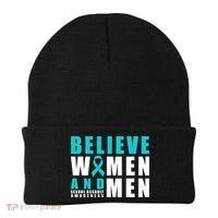 Belive And Sexual Assault Awareness Ribbon Gift Beanie thumb 0
